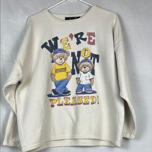 Vintage 1990s Chic "We're Not Pleased" Two Bears Cotton Sweater